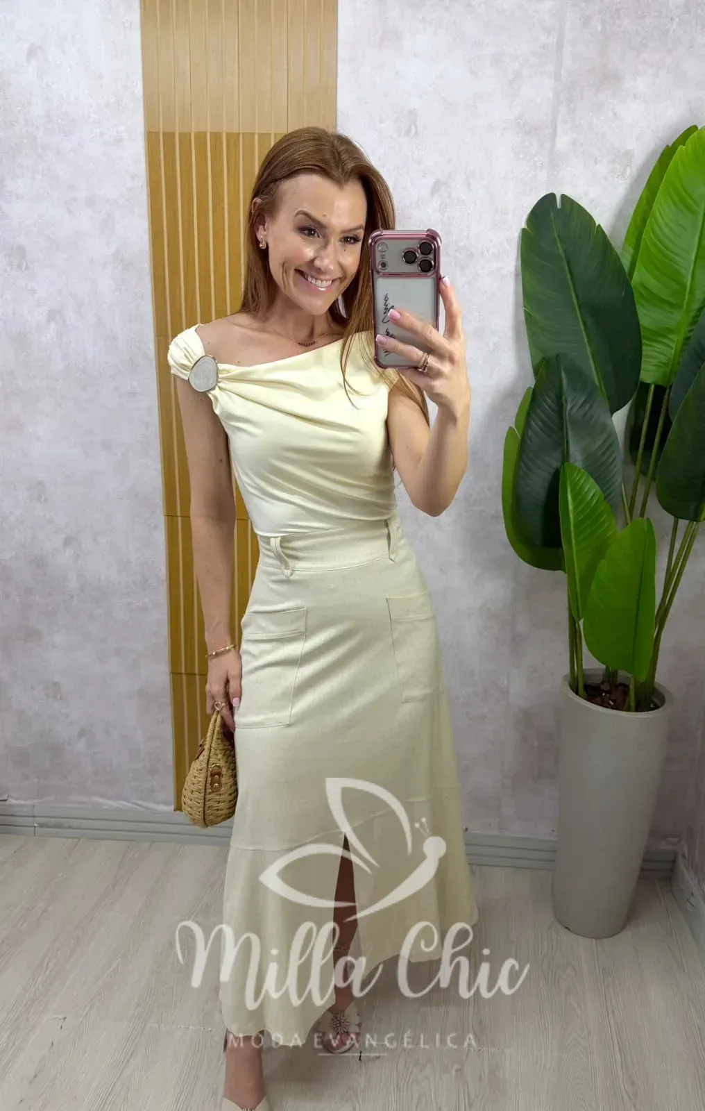 Milla Chic – Saia Elza em linho – Natural Milla Chic - Saia Elza em linho - Natural