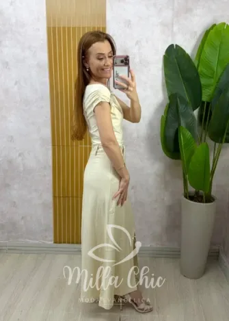 Milla Chic - Saia Elza em linho - Natural