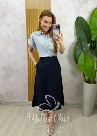 Milla Chic - Saia Elza em linho - Natural (cópia)