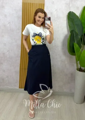 Milla Chic - Saia Elza em linho - Natural (cópia)