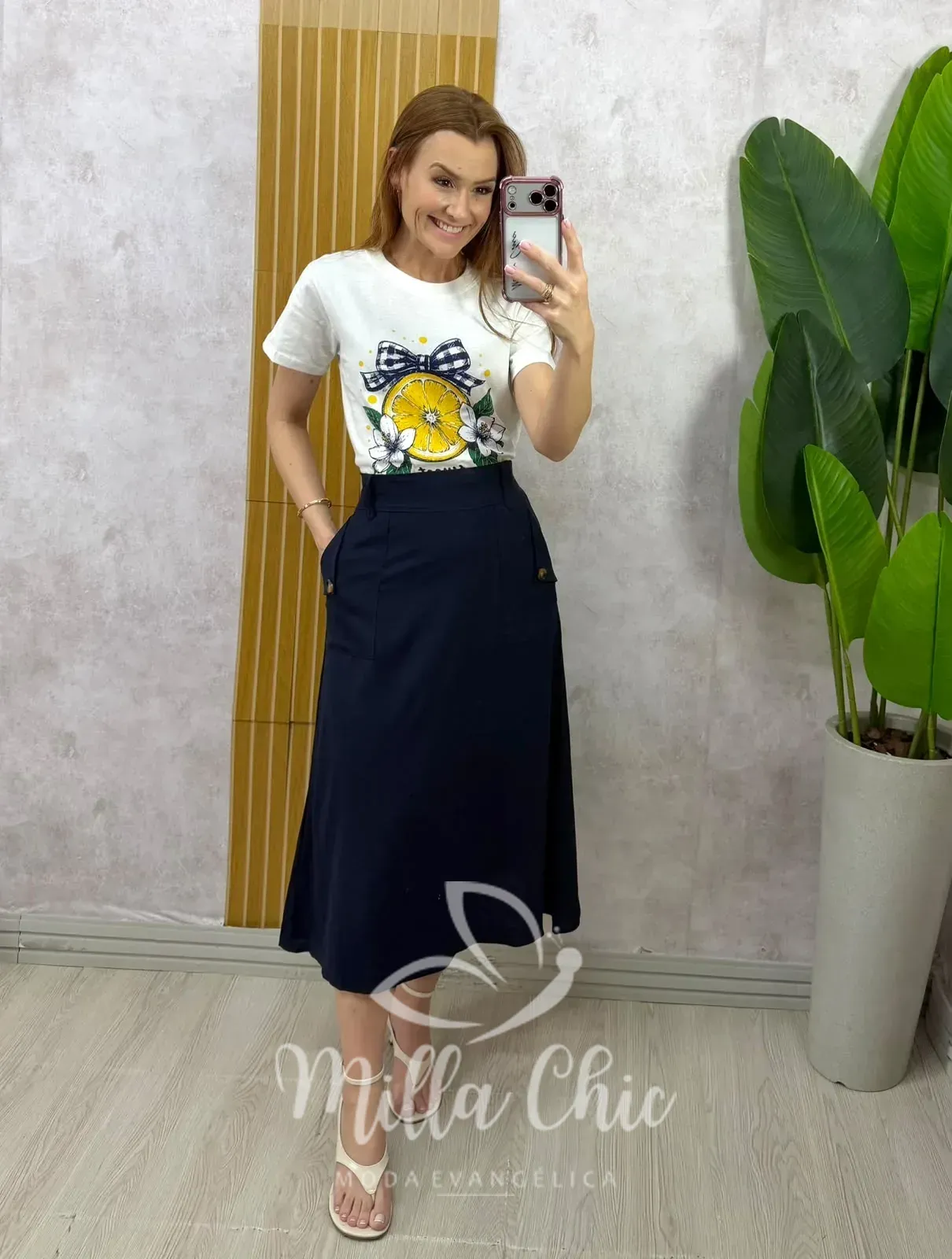 Milla Chic – Saia Elza em linho – Natural (cópia) Milla Chic - Saia Elza em linho - Natural (cópia)