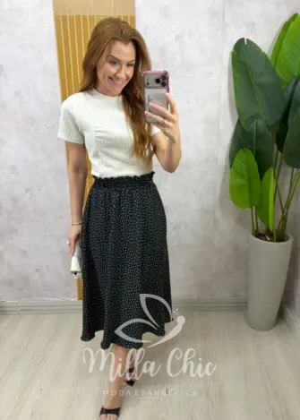 Milla Chic - Saia Francine em Poá - Preta