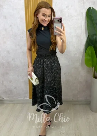 Milla Chic - Saia Francine em Poá - Preta