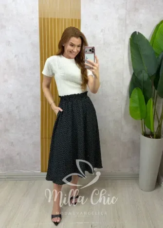 Milla Chic - Saia Francine em Poá - Preta