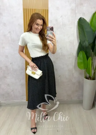 Milla Chic - Saia Francine em Poá - Preta