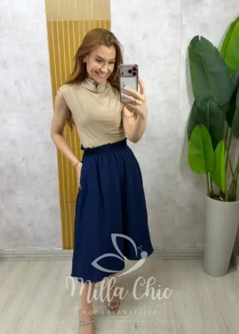 Milla Chic - Saia Francine em Poá - Preta (cópia)