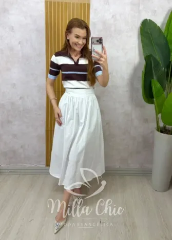 Milla Chic - Saia Francisca em tricoline - Azul Marinho (cópia)