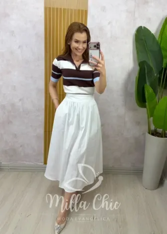 Milla Chic - Saia Francisca em tricoline - Azul Marinho (cópia)
