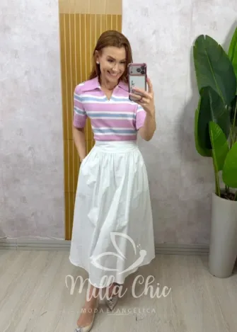 Milla Chic - Saia Francisca em tricoline - Azul Marinho (cópia)