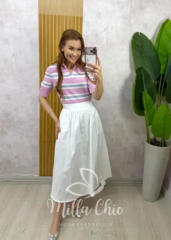 Milla Chic - Saia Francisca em tricoline - Azul Marinho (cópia)