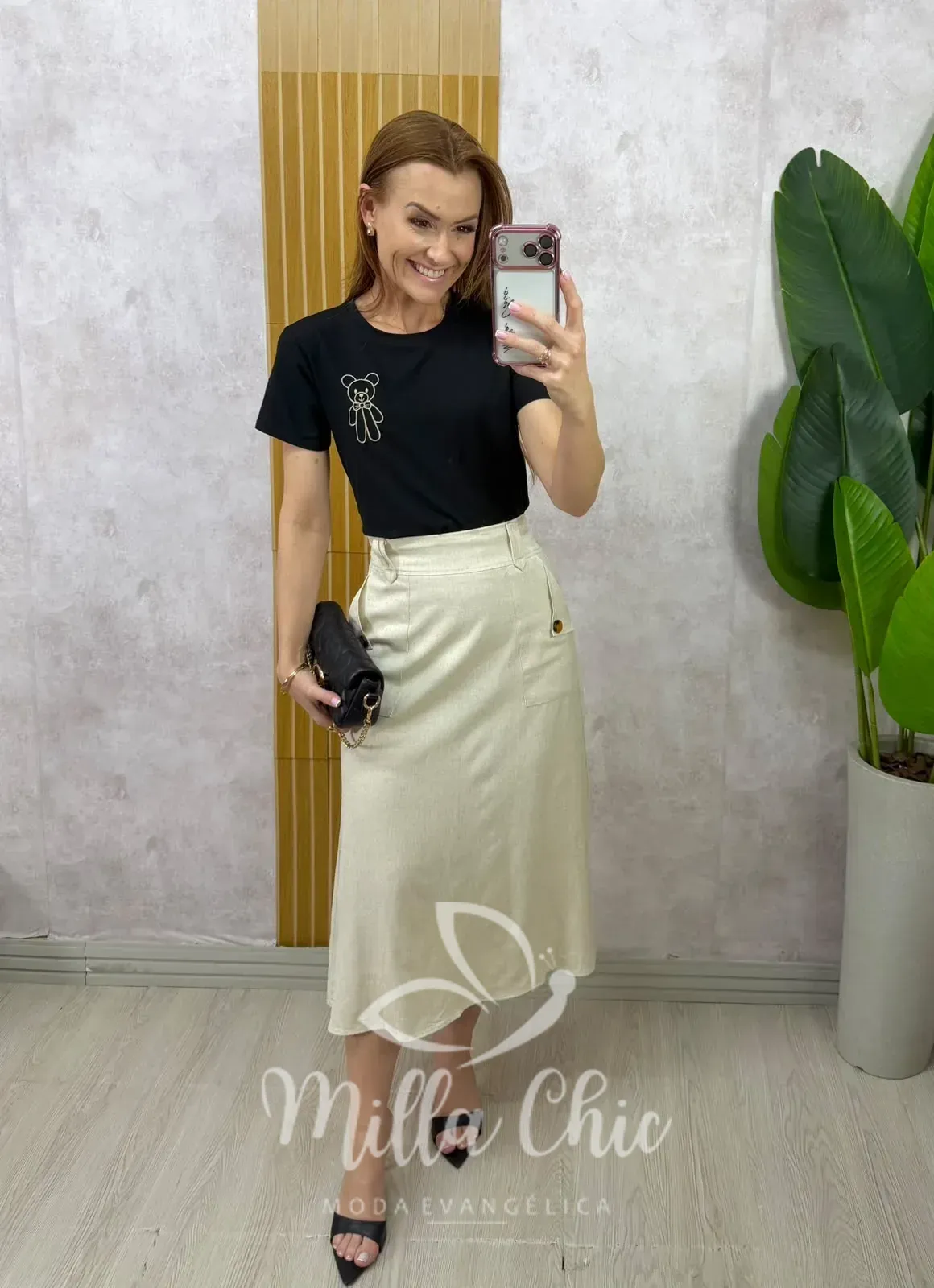 Milla Chic – Saia Gioconda em linho – Natural Milla Chic - Saia Gioconda em linho - Natural