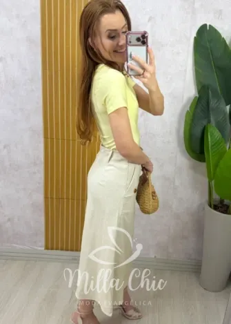 Milla Chic - Saia Gioconda em linho - Natural
