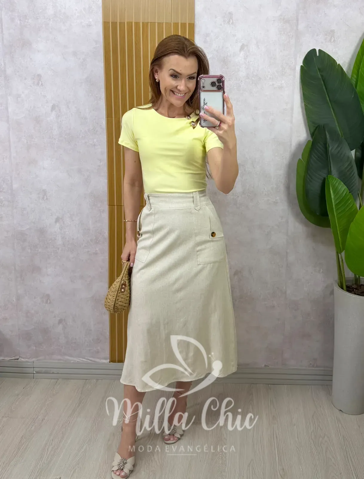 Milla Chic – Saia Gioconda em linho – Natural Milla Chic - Saia Gioconda em linho - Natural