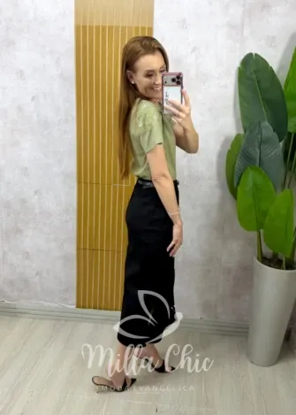 Milla Chic - Saia Jeans Sabrina - Preta