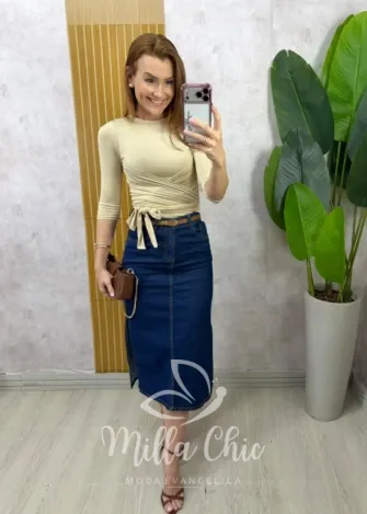Milla Chic - Saia Jeans Sabrina - Preta (cópia)