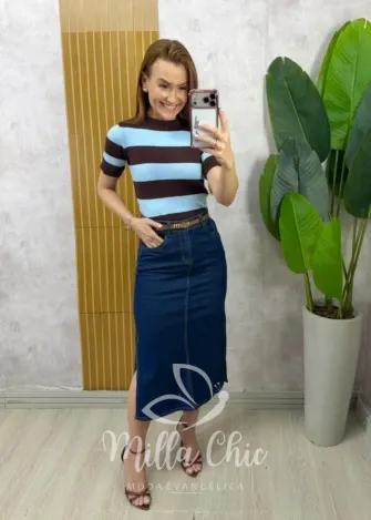 Milla Chic – Saia Jeans Sabrina – Preta (cópia) Milla Chic - Saia Jeans Sabrina - Preta (cópia)
