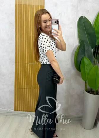 Milla Chic - Saia Luana em poliamida - Preta