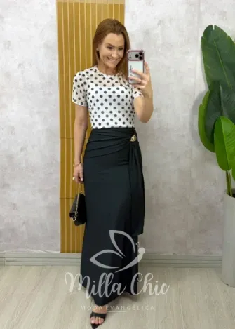 Milla Chic - Saia Luana em poliamida - Preta