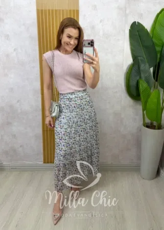 Milla Chic - Saia Plissada Augusta Mídi - Beterraba (cópia)