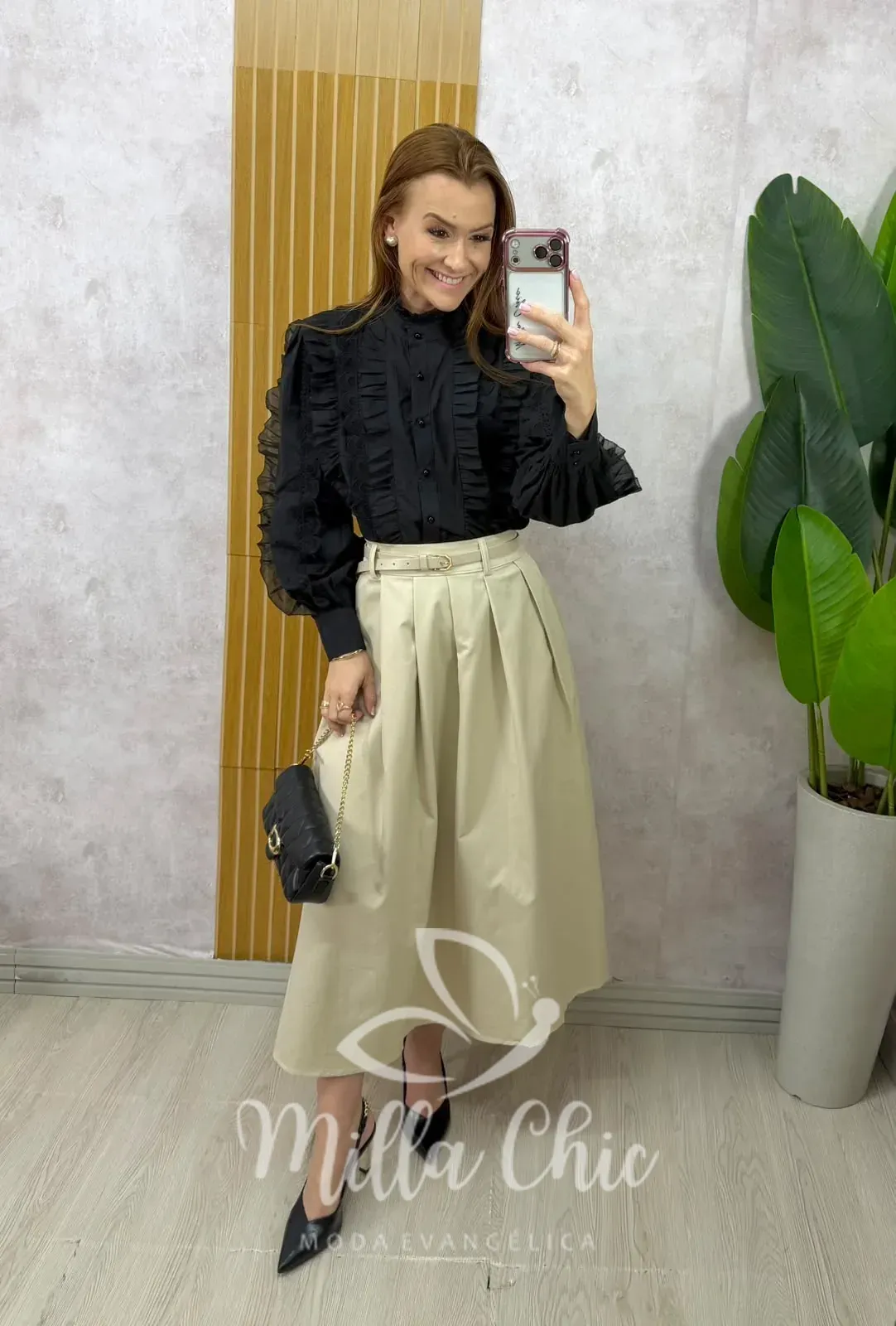Milla Chic – Saia Rogéria – Bege Milla Chic - Saia Rogéria - Bege