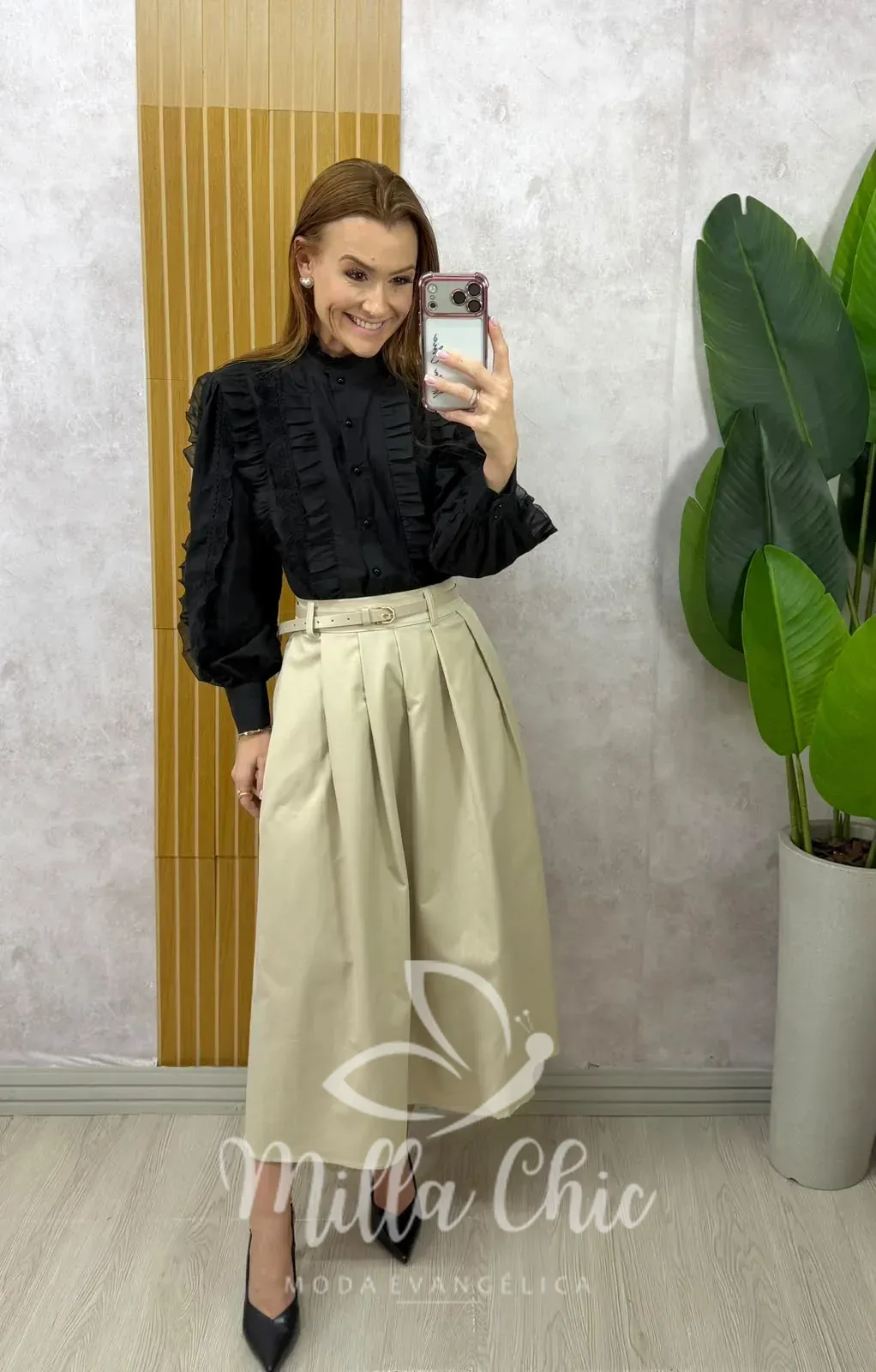 Milla Chic – Saia Rogéria – Bege Milla Chic - Saia Rogéria - Bege