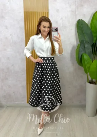 Milla Chic - Saia Taís em póa - Preto