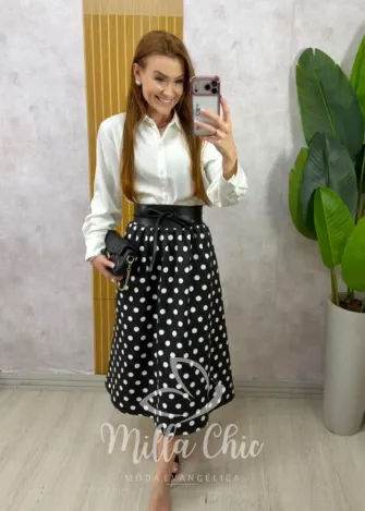 Milla Chic - Saia Taís em póa - Preto