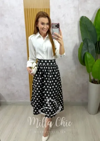 Milla Chic - Saia Taís em póa - Preto