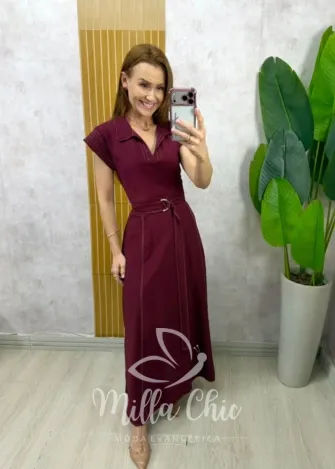 Milla Chic - Vestido Aline alfaiataria marrant - Cherry