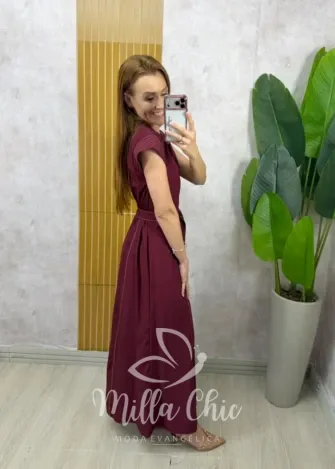 Milla Chic - Vestido Aline alfaiataria marrant - Cherry