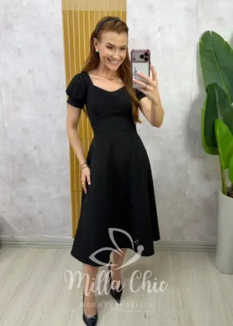 Milla Chic - Vestido Eliane em Suedi - Preto