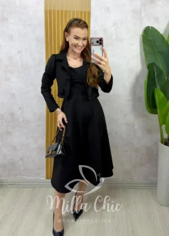 Milla Chic - Vestido Eliane em Suedi - Preto