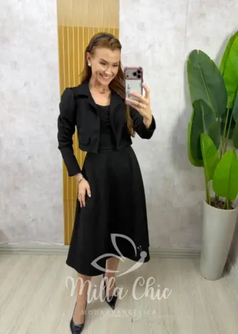 Milla Chic - Vestido Eliane em Suedi - Preto