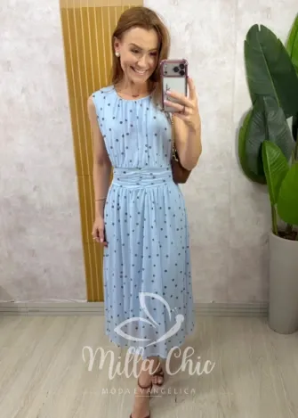 Milla Chic - Vestido Michele em tule póa - Azul