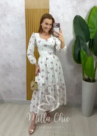 Milla Chic - Vestido Rebeca em tricoline - Branco