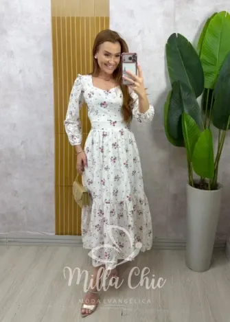 Milla Chic - Vestido Rebeca em tricoline - Branco