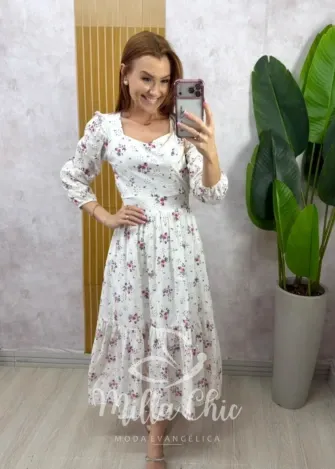 Milla Chic - Vestido Rebeca em tricoline - Branco