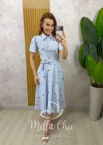 Milla Chic - Vestido Tamires em tricoline bordado
