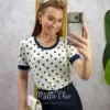 Milla Chic – Blusa Maitê em Viscolycra póa – Azul Milla Chic - Blusa Maitê em Viscolycra póa - Azul