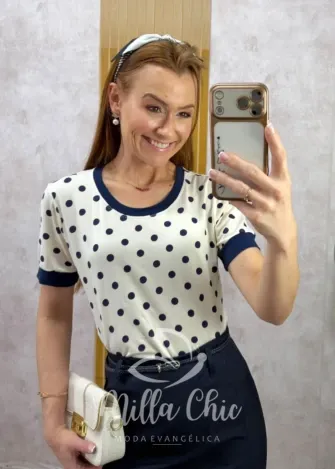 Milla Chic – Blusa Maitê em Viscolycra póa – Azul Milla Chic - Blusa Maitê em Viscolycra póa - Azul