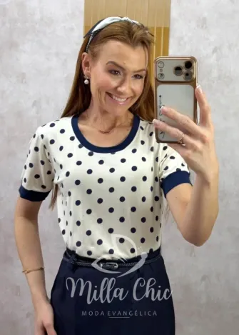 Milla Chic - Blusa Maitê em Viscolycra póa - Azul