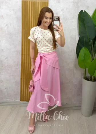 Milla Chic - Blusa Maitê em Viscolycra póa - Rosa