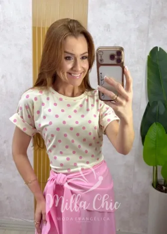 Milla Chic - Blusa Maitê em Viscolycra póa - Rosa