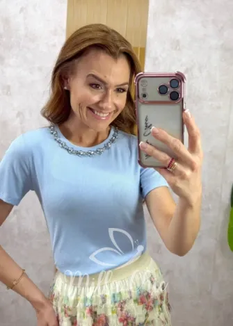 Milla Chic - Blusa Núbia canelada com strass - Rosa (cópia)