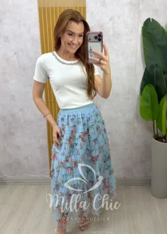 Milla Chic - Blusa Núbia canelada com strass - Rosa (cópia)