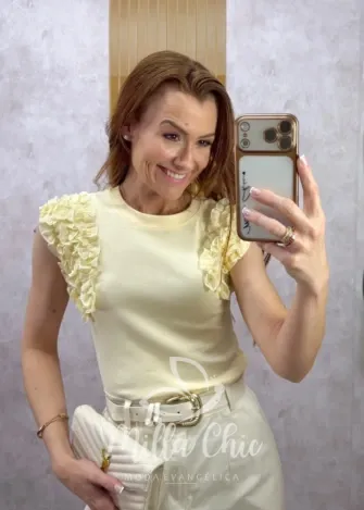 Milla Chic – Blusa Poliana – Manteiga Milla Chic - Blusa Poliana - Manteiga