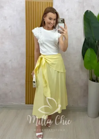 Milla Chic - Blusa Simone em cetim bordada - Azul (cópia)