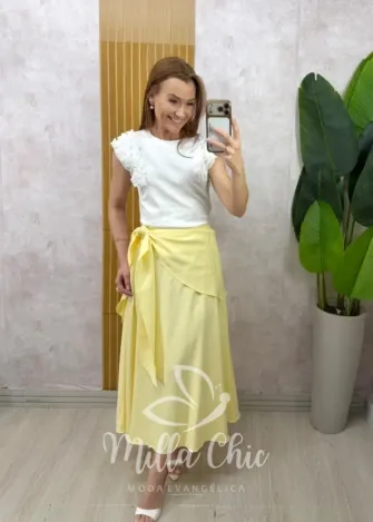 Milla Chic - Blusa Simone em cetim bordada - Azul (cópia)