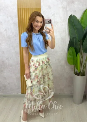 Milla Chic - Blusa Simone em cetim bordada - Branca (cópia)