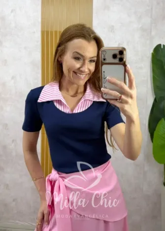 Milla Chic - Blusa Vivian - Azul Marinho